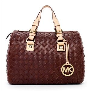 Michael Kors Grayson woven leather satchel